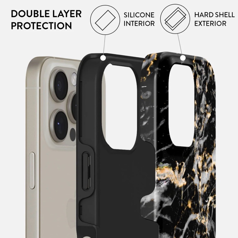 Burga Make A Wish gold marble cell phone case iPhone 14 Pro - Picture 2 of 8